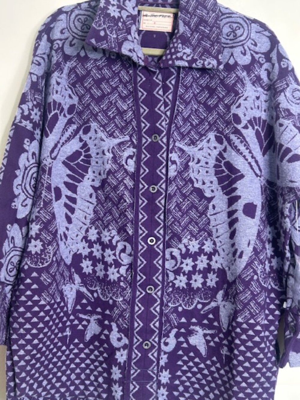 We The Free Free People Butterfly Jacquard Shirt Jacket Purple Blue Combo NEW - Picture 6 of 16